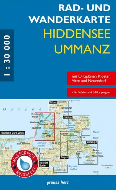 Rad- und Wanderkarte Hiddensee, Ummanz 1 :30.000