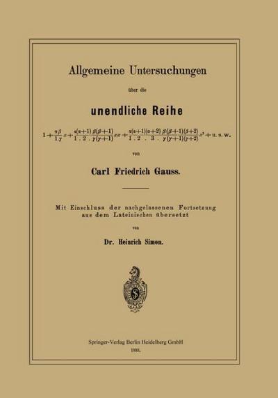 Allgemeine Untersuchungen über die unendliche Reihe
