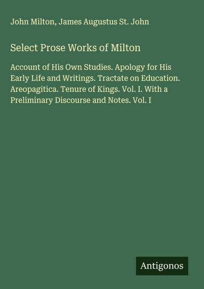 Select Prose Works of Milton