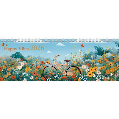 GreenLine Happy Vibes 2026 - Tischquerkalender - Tischkalender - 29,7x10,5