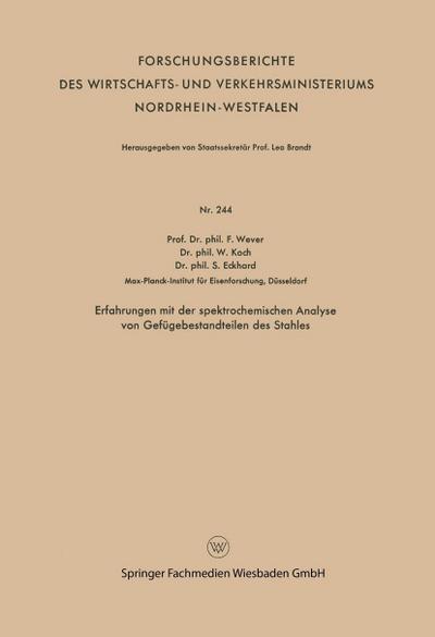 Erfahrungen mit der spektrochemischen Analyse von Gefügebestandteilen des Stahles