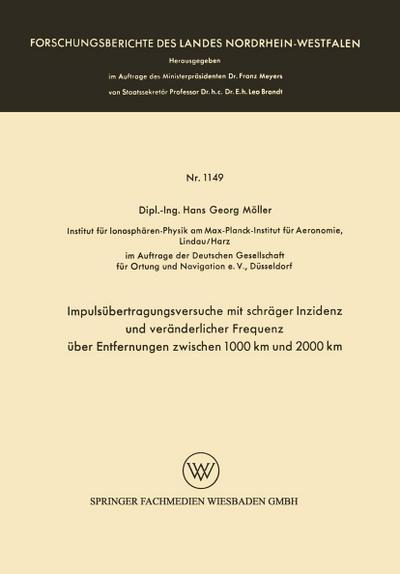 Impulsübertragungsversuche mit schräger Inzidenz und veränderlicher Frequenz über Entfernungen zwischen 1000 km und 2000 km