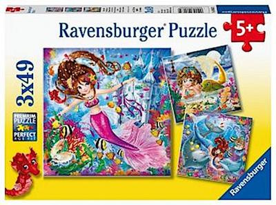 Ravensburger Kinderpuzzle - 08063 Bezaubernde Meerjungfrauen - Puzzle für Kinder ab 5 Jahren, mit 3x49 Teilen