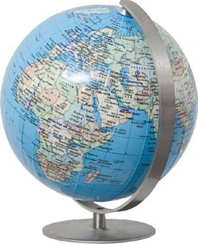 COLUMBUS DUO Miniglobus. Fuß und Meridian Edelstahl