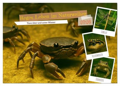 Reges Leben im Naturweiher - Tiere über und unter Wasser (Wandkalender 2026 DIN A4 quer), CALVENDO Monatskalender