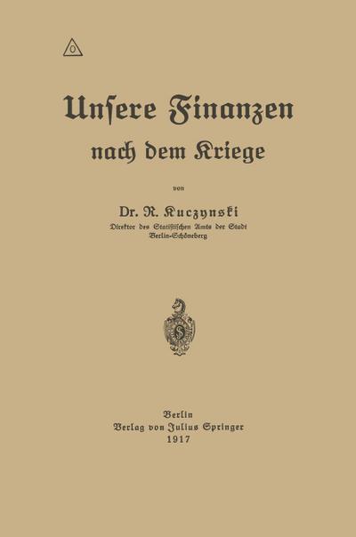 Unsere Finanzen nach dem Kriege