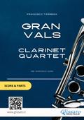 Clarinet Quartet "Gran Vals" by Tárrega (score & parts)