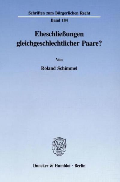 Eheschließungen gleichgeschlechtlicher Paare?