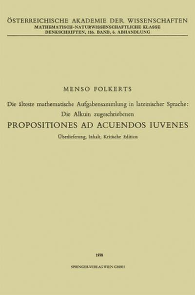 Die älteste mathematische Aufgabensammlung in lateinischer Sprache: Die Alkuin zugeschriebenen