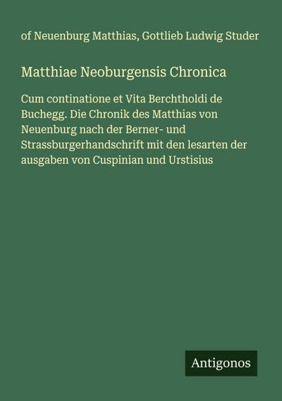 Matthiae Neoburgensis Chronica