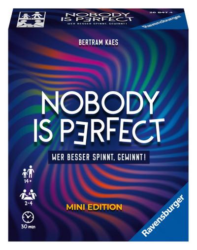 Ravensburger 26847 - Nobody is perfect Mini Edition - Kommunikatives Kartenspiel für die ganze Familie, Spiel für Erwachsene und Jugendliche ab 14 Jahren, für 2-4 Spieler