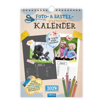 Trötsch Foto- und Bastelkalender Premium A4 2024 - mit vielen Stickern