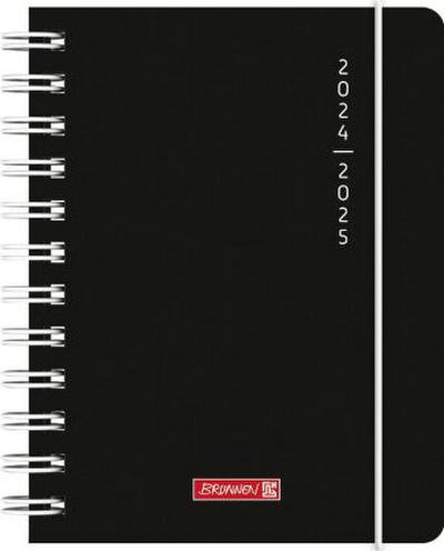 Schülerkalender 2024/2025 "Plain Black", 1 Seite = 1 Tag, A6, 352 Seiten, schwarz
