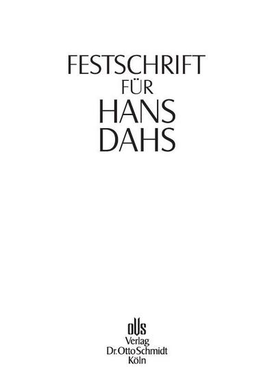 Festschrift für Hans Dahs