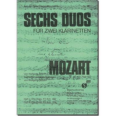 6 Duos Band 1 3 Duos KV159Anh.für 2 Klarinetten