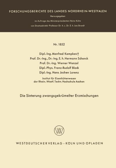 Die Sinterung zwangsgekrümelter Erzmischungen