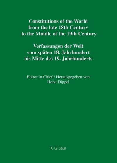 National Constitutions, Constitutions of the German States (Anhalt-Bernburg - Baden). Nationale Verfassungen, Verfassungen der deutschen Staaten (Anhalt-Bernburg - Baden)