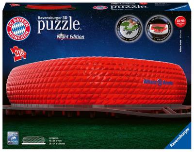 Ravensburger 3D Puzzle Allianz Arena bei Nacht 12530 - Bayern München Fanartikel - leuchtet im Dunkeln