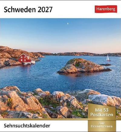 Schweden Sehnsuchtskalender 2027 - Wochenkalender mit 53 Postkarten
