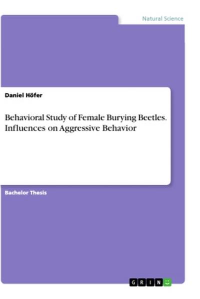 Behavioral Study of Female Burying Beetles. Influences on Aggressive Behavior