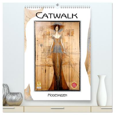 Catwalk - Modeskizzen (hochwertiger Premium Wandkalender 2026 DIN A2 hoch), Kunstdruck in Hochglanz