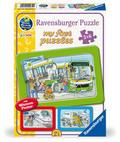 Kinderpuzzle 3x6 Teile - Wieso? Weshalb? Warum? Unterwegs mit Bus, Bahn und Flugzeug