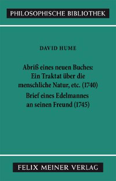Abriss eines neuen Buches, betitelt: Ein Traktat über die menschliche Natur, etc. Brief eines Edelmannes an seinen Freund in Edinburgh