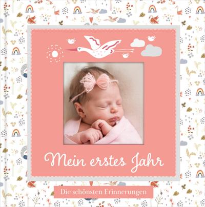 Babyalbum mit Fensterausschnitt für das 1. Lebensjahr zum Eintragen der schönsten Momente und Erinnerungen mit Platz für Fotos | für Mädchen
