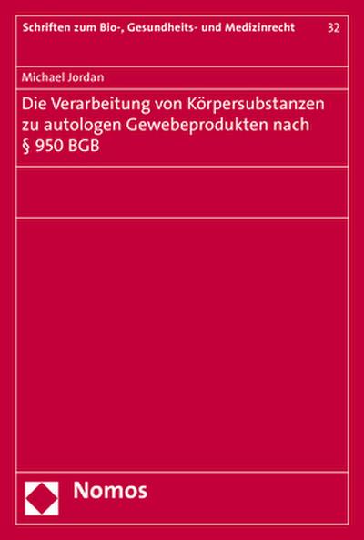 Die Verarbeitung von Körpersubstanzen zu autologen Gewebeprodukten nach § 950 BGB