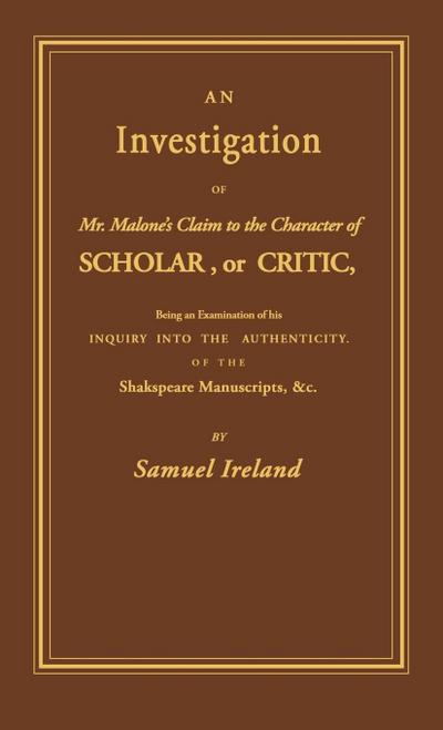 Investigation into Mr. Malone’s Claim to Charter of Scholar
