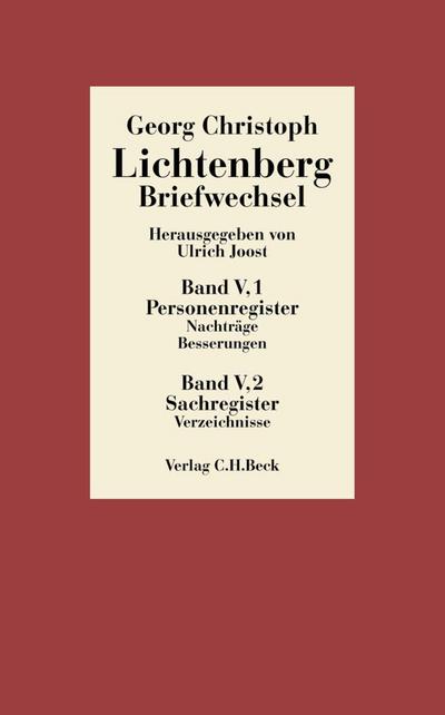 Lichtenberg Briefwechsel  Bd. 5: Register