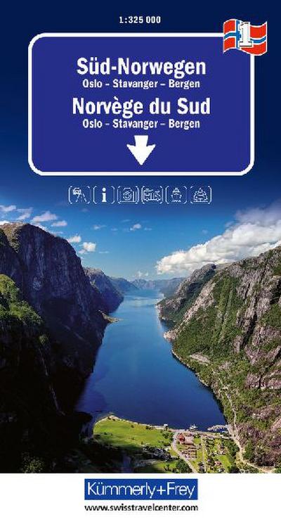 Kümmerly+Frey Regional-Strassenkarte 1 Süd-Norwegen 1:325.000