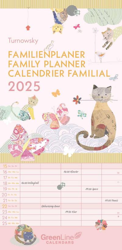 GreenLine Turnowsky 2025 Familienplaner -Wandkalender - Familien-Kalender - 22x45
