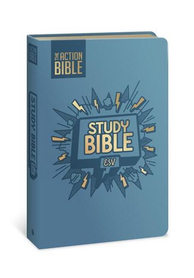 The Action Bible Study Bible Esv, Leathersoft, Blue, Full Color