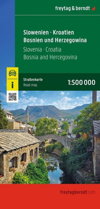 Slowenien - Kroatien - Bosnien und Herzegowina, Straßenkarte 1:500.000, freytag & berndt