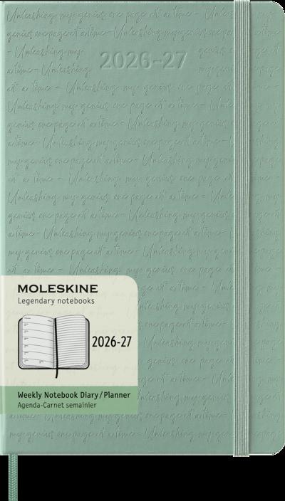 Moleskine 18 Monate Wochen Notizkalender 2026/2027, L/A5, 1 Wo = 1 Seite, rechts linierte Seite, fester Einband, Salbeigrün