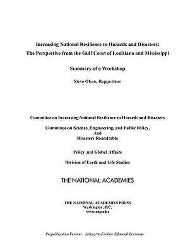 Increasing National Resilience to Hazards and Disasters