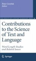 Contributions to the Science of Text and Language