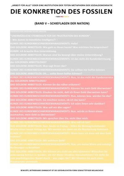 DIE KONKRETION DES FOSSILEN / DIE KONKRETION DES FOSSILEN - "ARBEIT FÜR ALLE" ODER EINE INSTITUTION DER TOTEN METAPHERN DER SOZIALDEMOKRATIE (BD 5/6)