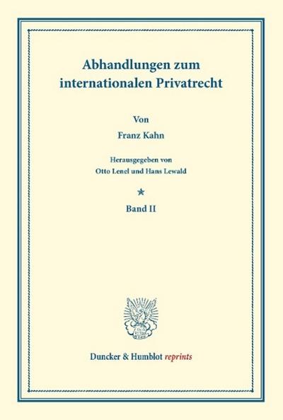 Abhandlungen zum internationalen Privatrecht