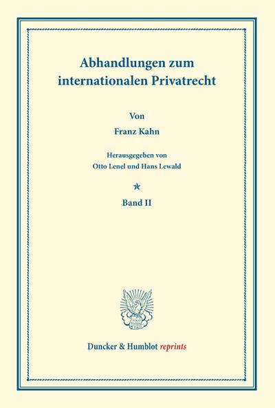 Abhandlungen zum internationalen Privatrecht