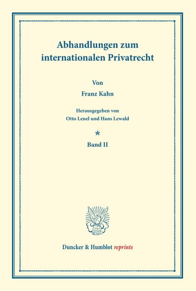 Abhandlungen zum internationalen Privatrecht