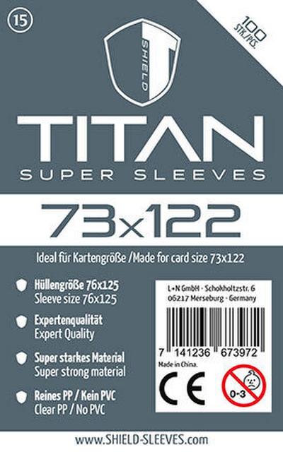 Shield Titan 15 - 100 Super Sleeves für Kartengröße 73 x 122