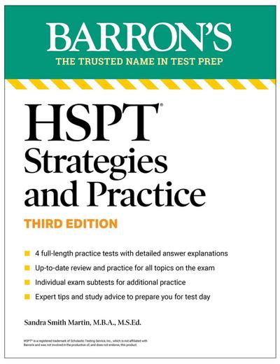 HSPT Strategies and Practice, Third Edition: Prep Book with 4 Practice Tests + Comprehensive Review + Practice + Strategies (Barron’s Test Prep)