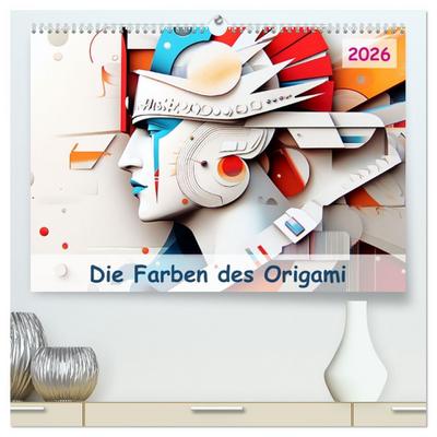 Die Farben des Origami (hochwertiger Premium Wandkalender 2026 DIN A2 quer), Kunstdruck in Hochglanz