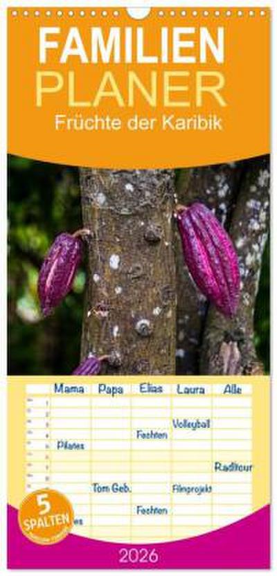 Familienplaner 2026 - Früchte der Karibik mit 5 Spalten (Wandkalender, 21 x 45 cm) CALVENDO