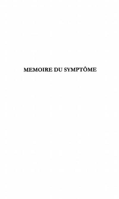 Memoire du symptome