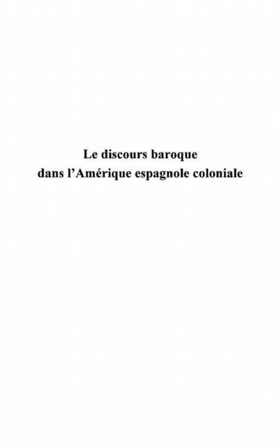 Le discours baroque dans l’Amerique espagnole coloniale