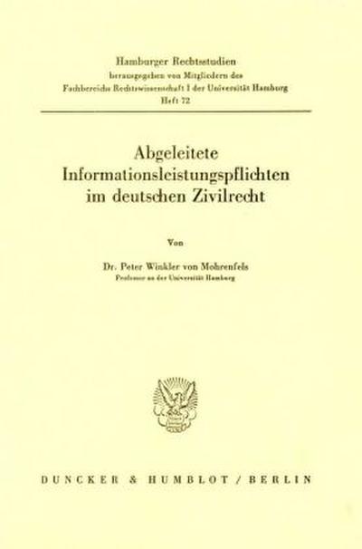 Abgeleitete Informationsleistungspflichten im deutschen Zivilrecht.