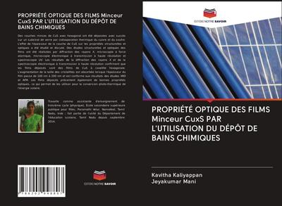 PROPRIÉTÉ OPTIQUE DES FILMS Minceur CuxS PAR L’UTILISATION DU DÉPÔT DE BAINS CHIMIQUES